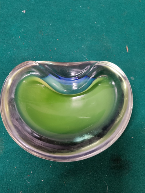 -	schaal murano glas groen blauw