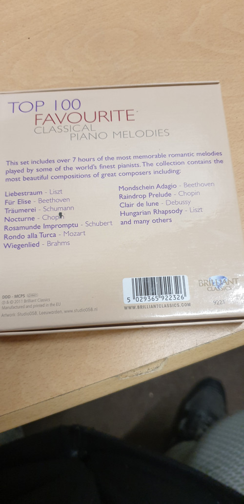 cd box top 100 favourite classical piana melodies