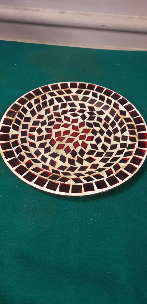 mozaiek bord rood belegt