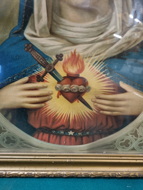 Schilderij druk prenten maria en jezus vintage