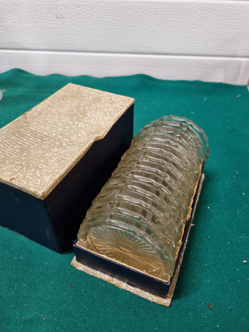 onderzetters kristal glas vintage in doos