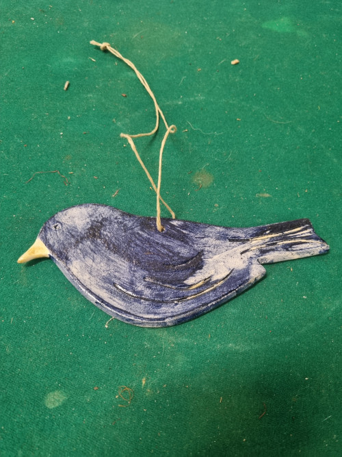 Vogel hanger keramiek blauw