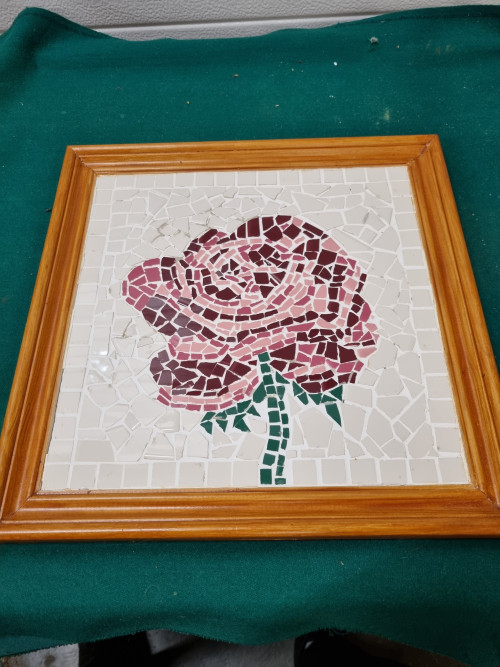 Mozaiek roos in lijst