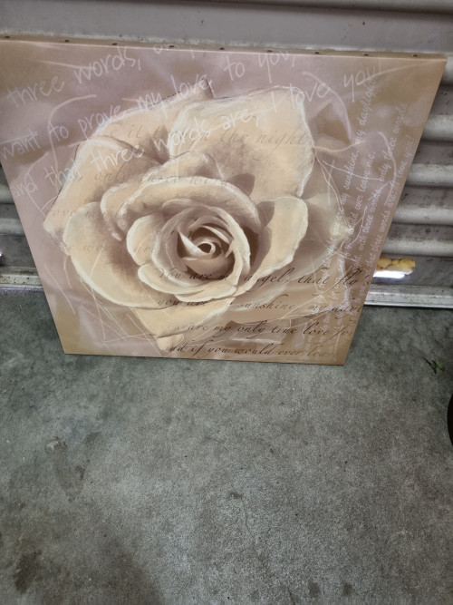 Schilderij doek roos sepia kleuren