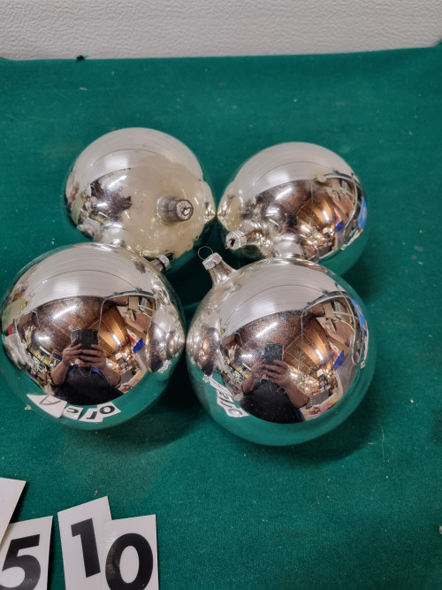 kerstballen retro groot glas zilver 2 stuks, [no510a]