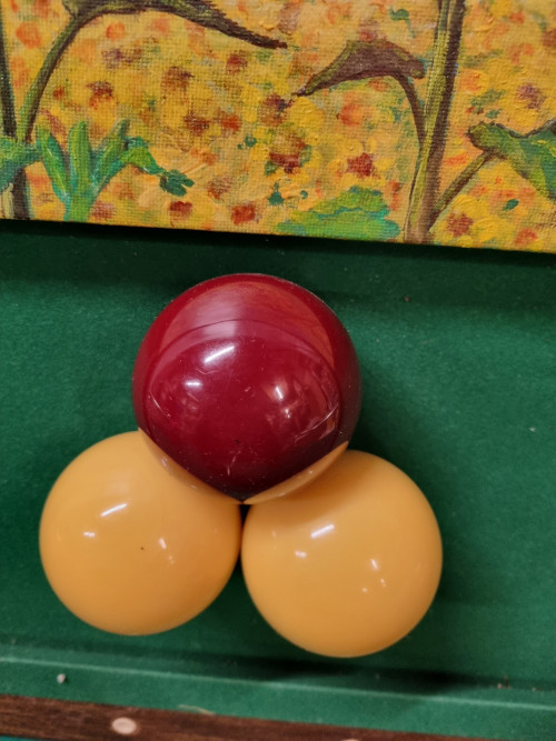 schilderij biljart met echte ballen