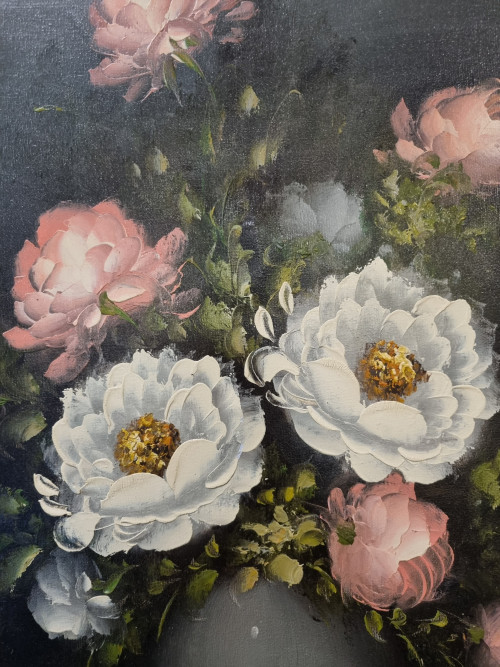 schilderij pot met bloemen stilleven