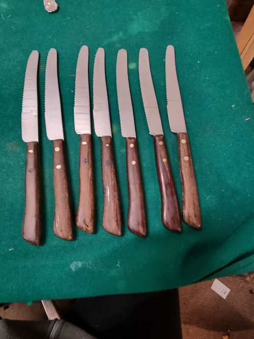 messen met houten handvat amefa vintage