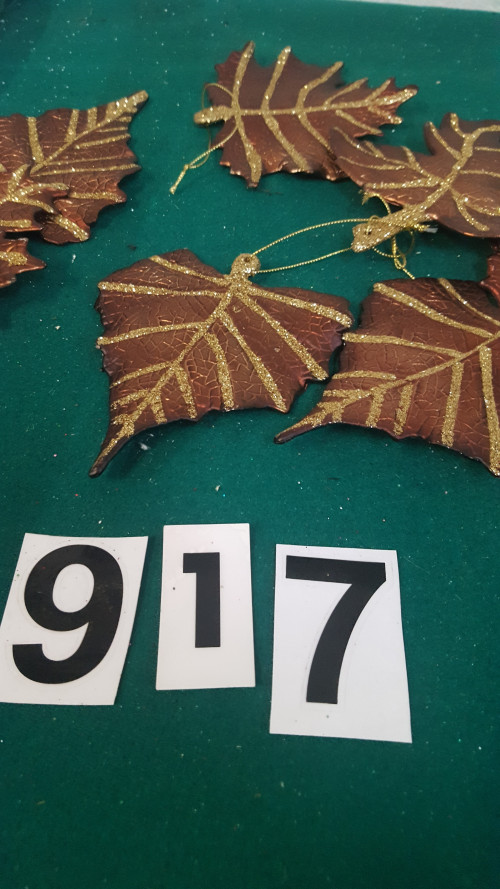 917, ] kerstboom hangers blad goud bruin