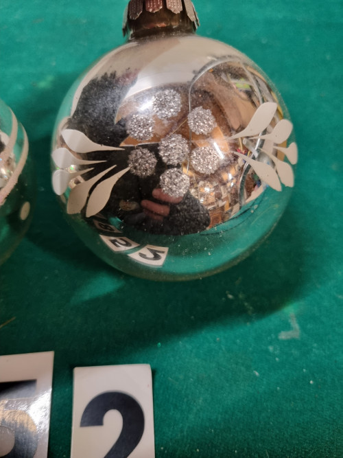 kerstballen bewerkt groot vintage zilver,[a852]