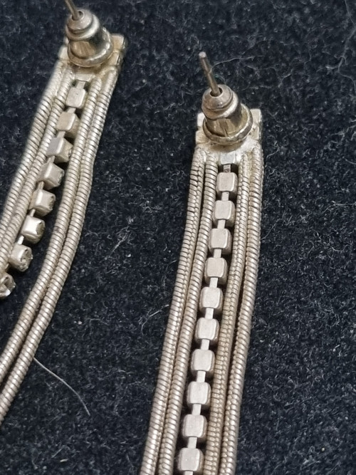 oorbellen hangers met strass steentjes verzilverd [745]
