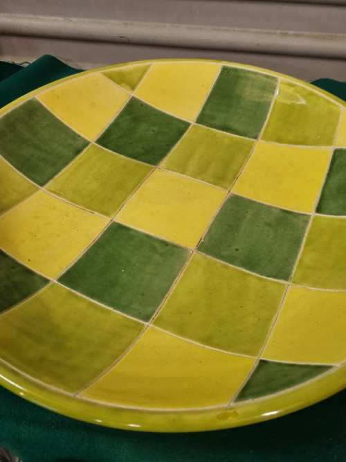 fruitschaal geel groen aardewerk, groot