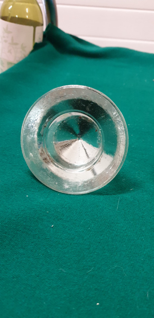-	waxinelichthouder glas met metalen houder