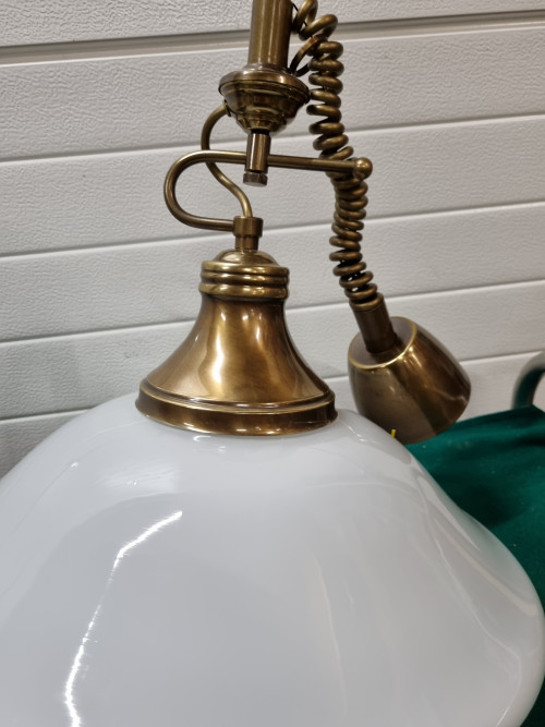 Hanglamp messing wit glas uittrekbaar
