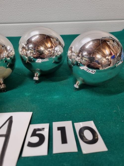 kerstballen retro groot glas zilver 2 stuks, [no510a]