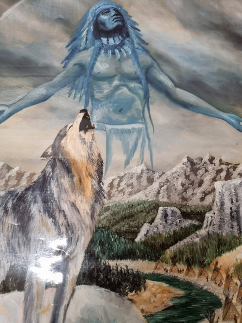 Poster wolf en indiaan