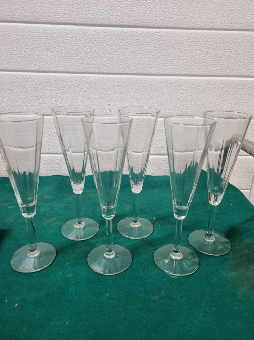 champagne glazen kristal jaren 60/70 zes stuks