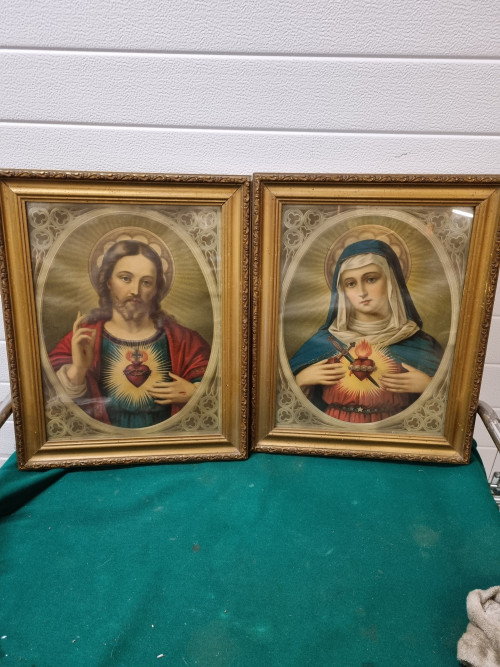 Schilderij druk prenten maria en jezus vintage