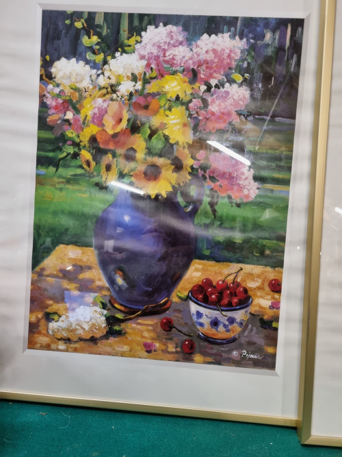 Schilderij prenten stilleven bloemen ingelijst
