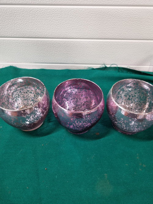 Waxcinehouders roze glas glanzend