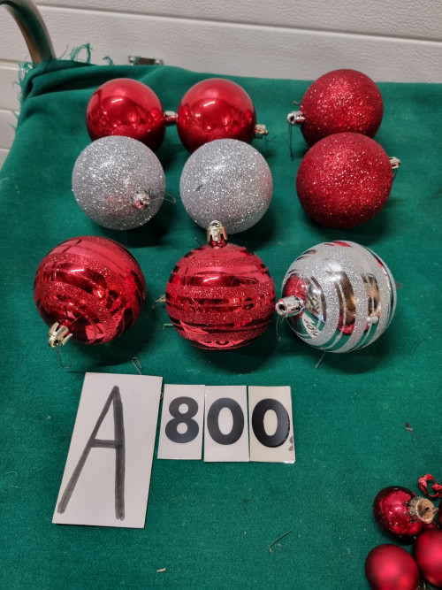 kerstballen [a800]  rood zilver 9 stuks