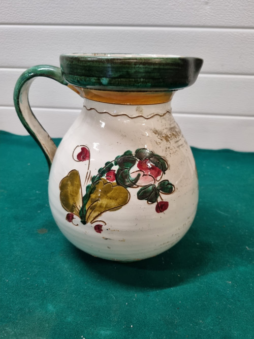 Kruik vaas beschilderd met bloemen vintage