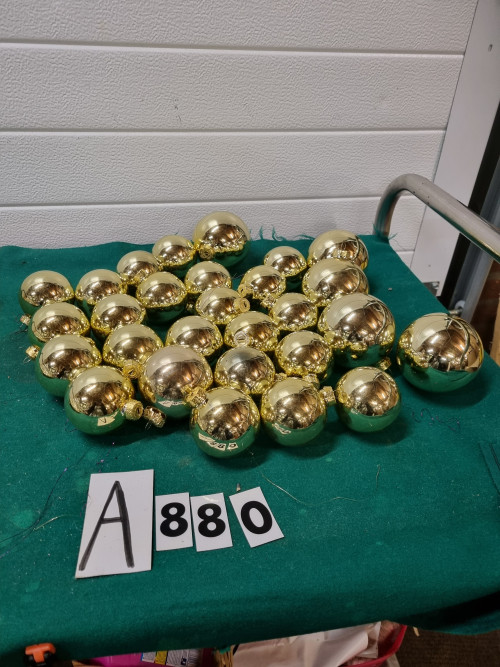 kerstballen goud kleurig van glas [a880]