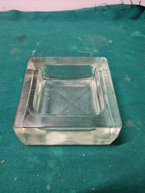 schaal dik glas vintage vierkant