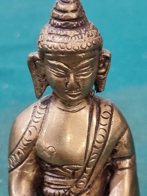 -	Boeddha beeld zittend vintage brass