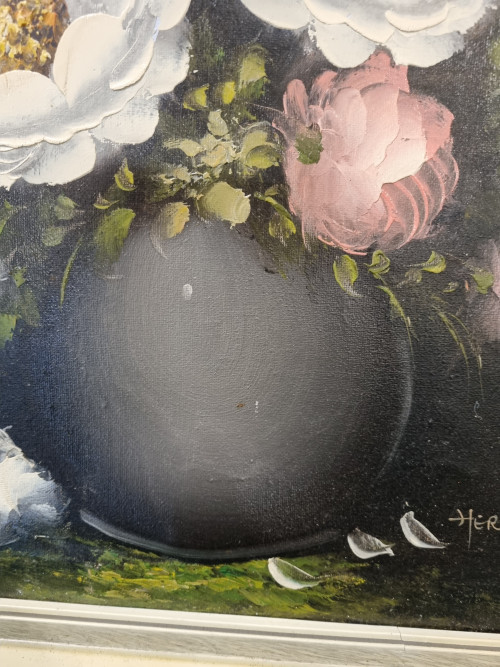schilderij pot met bloemen stilleven