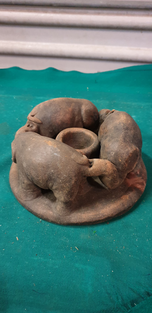 olifanten waxine houder aardewerk