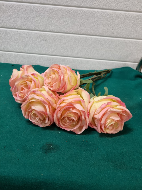 kunst rozen roze 6 stuks