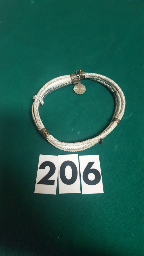 s - 206 halsketting zilver/ beige/ wit