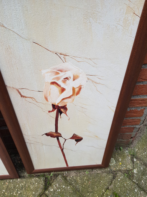 schilderijen met roos 2 stuks