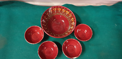 Schalenset 5-delig aardewerk rood