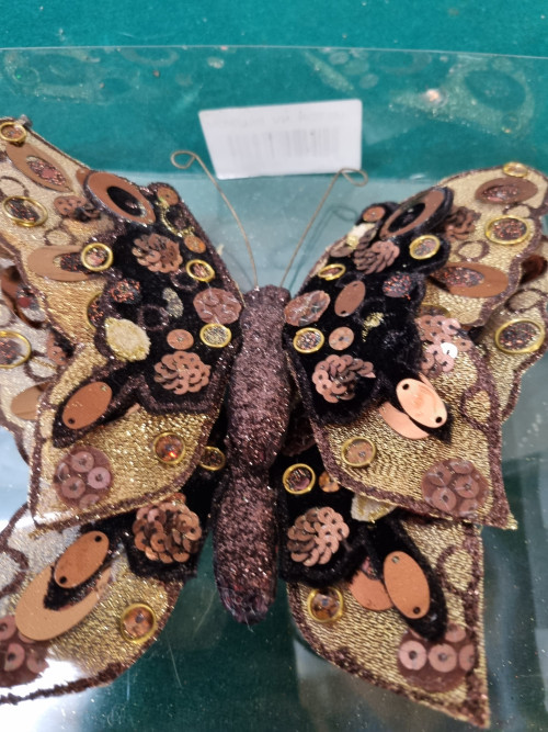 Vlinders groot goud/bruin twee stuks