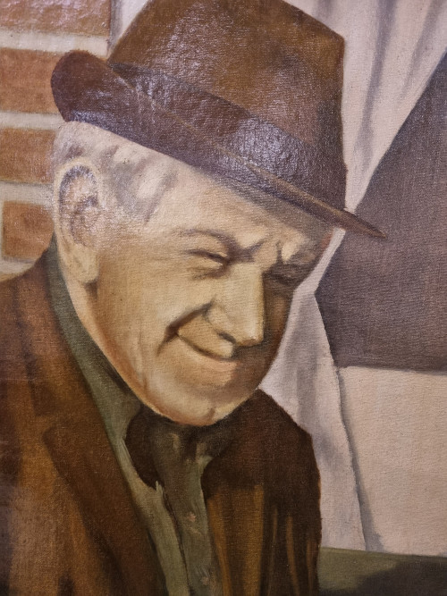 schilderij portret man in brokante lijst  1977