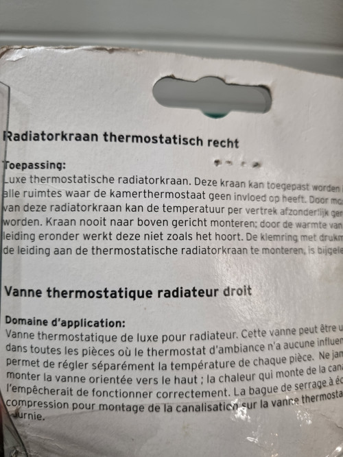 radiatorkraan thermostatisch recht  nieuw